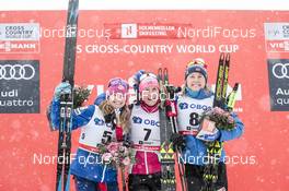 11.03.2018, Oslo, Norway (NOR): Jessica Diggins (USA), Marit Bjoergen (NOR), Ragnhild Haga (NOR), (l-r) - FIS world cup cross-country, mass women, Oslo (NOR). www.nordicfocus.com. © Modica/NordicFocus. Every downloaded picture is fee-liable.