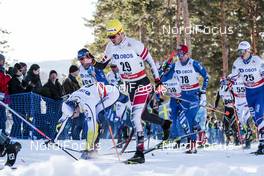 17.03.2018, Falun Sweden (SWE): Dominik Baldauf (AUT), Teodor Peterson (SWE), (l-r)  - FIS world cup cross-country, mass men, Falun (SWE). www.nordicfocus.com. © Modica/NordicFocus. Every downloaded picture is fee-liable.