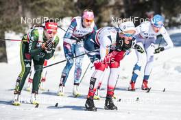 17.03.2018, Falun Sweden (SWE): Katharina Hennig (GER), Johanna Matintalo (FIN), Kathrine Rolsted Harsem (NOR), Natalia Matveeva (RUS), (l-r)  - FIS world cup cross-country, mass women, Falun (SWE). www.nordicfocus.com. © Modica/NordicFocus. Every downloaded picture is fee-liable.