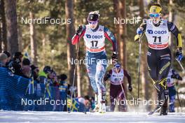 17.03.2018, Falun Sweden (SWE): Kikkan Randall (USA), Johanna Hagstroem (SWE), (l-r)  - FIS world cup cross-country, mass women, Falun (SWE). www.nordicfocus.com. © Modica/NordicFocus. Every downloaded picture is fee-liable.