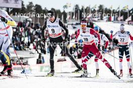 18.03.2018, Falun Sweden (SWE): Dario Cologna (SUI), Alex Harvey (CAN), (l-r)  - FIS world cup cross-country, pursuit men, Falun (SWE). www.nordicfocus.com. © Modica/NordicFocus. Every downloaded picture is fee-liable.