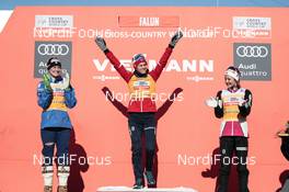 18.03.2018, Falun Sweden (SWE): Jessica Diggins (USA), Heidi Weng (NOR), Ingvild Flugstad Oestberg (NOR), (l-r) - FIS world cup cross-country, pursuit women, Falun (SWE). www.nordicfocus.com. © Modica/NordicFocus. Every downloaded picture is fee-liable.