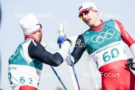 16.02.2018, Pyeongchang, Korea (KOR): Simen Hegstad Krueger (NOR), Martin Johnsrud Sundby (NOR), (l-r)  - XXIII. Olympic Winter Games Pyeongchang 2018, cross-country, 15km men,  Pyeongchang (KOR). www.nordicfocus.com. © Modica/NordicFocus. Every downloaded picture is fee-liable.