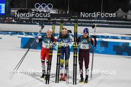 13.02.2018, Pyeongchang, Korea (KOR): Maiken Caspersen Falla (NOR), Stina Nilsson (SWE), Yulia Belorukova (RUS) - XXIII. Olympic Winter Games Pyeongchang 2018, cross-country, individual sprint,  Pyeongchang (KOR). www.nordicfocus.com. © Thibaut/NordicFocus. Every downloaded picture is fee-liable.
