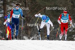 24.02.2018, Pyeongchang, Korea (KOR): Clement Parisse (FRA), Russell Kennedy (CAN), Matti Heikkinen (FIN), (l-r)  - XXIII. Olympic Winter Games Pyeongchang 2018, cross-country, mass men,  Pyeongchang (KOR). www.nordicfocus.com. © Modica/NordicFocus. Every downloaded picture is fee-liable.