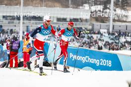 24.02.2018, Pyeongchang, Korea (KOR): Martin Johnsrud Sundby (NOR), Alex Harvey (CAN), (l-r)  - XXIII. Olympic Winter Games Pyeongchang 2018, cross-country, mass men,  Pyeongchang (KOR). www.nordicfocus.com. © Modica/NordicFocus. Every downloaded picture is fee-liable.