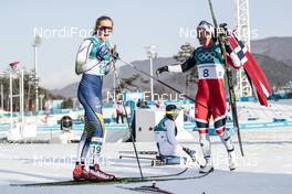25.02.2018, Pyeongchang, Korea (KOR): Marit Bjoergen (NOR), Stina Nilsson (SWE), (l-r)  - XXIII. Olympic Winter Games Pyeongchang 2018, cross-country, mass women,  Pyeongchang (KOR). www.nordicfocus.com. © Modica/NordicFocus. Every downloaded picture is fee-liable.