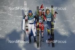 25.02.2018, Pyeongchang, Korea (KOR): Krista Parmakoski (FIN), Marit Bjoergen (NOR), Stina Nilsson (SWE) - XXIII. Olympic Winter Games Pyeongchang 2018, cross-country, mass women,  Pyeongchang (KOR). www.nordicfocus.com. © Thibaut/NordicFocus. Every downloaded picture is fee-liable.