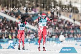 25.02.2018, Pyeongchang, Korea (KOR): Masako Ishida (JPN), Justyna Kowalczyk (POL), (l-r)  - XXIII. Olympic Winter Games Pyeongchang 2018, cross-country, mass women,  Pyeongchang (KOR). www.nordicfocus.com. © Modica/NordicFocus. Every downloaded picture is fee-liable.