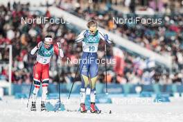 25.02.2018, Pyeongchang, Korea (KOR): Ingvild Flugstad Oestberg (NOR), Stina Nilsson (SWE), (l-r)  - XXIII. Olympic Winter Games Pyeongchang 2018, cross-country, mass women,  Pyeongchang (KOR). www.nordicfocus.com. © Modica/NordicFocus. Every downloaded picture is fee-liable.