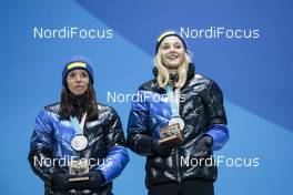 22.02.2018, Pyeongchang, Korea (KOR): Charlotte Kalla (SWE), Stina Nilsson (SWE), (l-r)  - XXIII. Olympic Winter Games Pyeongchang 2018, cross-country, medals, Pyeongchang (KOR). www.nordicfocus.com. © Modica/NordicFocus. Every downloaded picture is fee-liable.