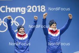 22.02.2018, Pyeongchang, Korea (KOR): Martin Johnsrud Sundby (NOR), Johannes Hoesflot Klaebo (NOR), (l-r)  - XXIII. Olympic Winter Games Pyeongchang 2018, cross-country, medals, Pyeongchang (KOR). www.nordicfocus.com. © Modica/NordicFocus. Every downloaded picture is fee-liable.
