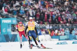 18.02.2018, Pyeongchang, Korea (KOR): Marcus Hellner (SWE), Russell Kennedy (CAN), (l-r)  - XXIII. Olympic Winter Games Pyeongchang 2018, cross-country, 4x10km men,  Pyeongchang (KOR). www.nordicfocus.com. © Modica/NordicFocus. Every downloaded picture is fee-liable.