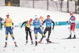 18.02.2018, Pyeongchang, Korea (KOR): Marcus Hellner (SWE), Calle Halfvarsson (SWE), Lucas Boegl (GER), Jonas Dobler (GER), (l-r)  - XXIII. Olympic Winter Games Pyeongchang 2018, cross-country, 4x10km men,  Pyeongchang (KOR). www.nordicfocus.com. © Modica/NordicFocus. Every downloaded picture is fee-liable.
