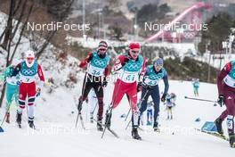 11.02.2018, Pyeongchang, Korea (KOR): Knute Johnsgaard (CAN), Candide Pralong (SUI), (l-r)  - XXIII. Olympic Winter Games Pyeongchang 2018, cross-country, skiathlon men, Pyeongchang (KOR). www.nordicfocus.com. © Modica/NordicFocus. Every downloaded picture is fee-liable.