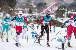 11.02.2018, Pyeongchang, Korea (KOR): Simen Hegstad Krueger (NOR), Candide Pralong (SUI), (l-r)  - XXIII. Olympic Winter Games Pyeongchang 2018, cross-country, skiathlon men, Pyeongchang (KOR). www.nordicfocus.com. © Modica/NordicFocus. Every downloaded picture is fee-liable.