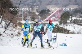 11.02.2018, Pyeongchang, Korea (KOR): Oleksii Krasovskyi (UKR), Snorri Eythor Einarsson (ISL), Dominik Bury (POL), (l-r)  - XXIII. Olympic Winter Games Pyeongchang 2018, cross-country, skiathlon men, Pyeongchang (KOR). www.nordicfocus.com. © Modica/NordicFocus. Every downloaded picture is fee-liable.