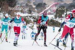 11.02.2018, Pyeongchang, Korea (KOR): Candide Pralong (SUI), Simen Hegstad Krueger (NOR), (l-r)  - XXIII. Olympic Winter Games Pyeongchang 2018, cross-country, skiathlon men, Pyeongchang (KOR). www.nordicfocus.com. © Modica/NordicFocus. Every downloaded picture is fee-liable.
