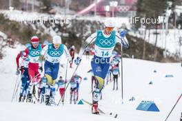 11.02.2018, Pyeongchang, Korea (KOR): Jens Burman (SWE), Marcus Hellner (SWE), (l-r)  - XXIII. Olympic Winter Games Pyeongchang 2018, cross-country, skiathlon men, Pyeongchang (KOR). www.nordicfocus.com. © Modica/NordicFocus. Every downloaded picture is fee-liable.