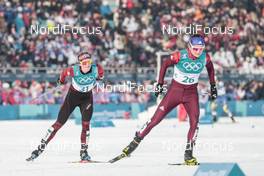 10.02.2018, Pyeongchang, Korea (KOR): Nadine Faehndrich (SUI), Yulia Belorukova (RUS), (l-r)  - XXIII. Olympic Winter Games Pyeong Chang 2018, cross-country, skiathlon women, Pyeong Chang (KOR). www.nordicfocus.com. © Modica/NordicFocus. Every downloaded picture is fee-liable.