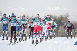 10.02.2018, Pyeongchang, Korea (KOR): Jessica Diggins (USA), Nathalie Von Siebenthal (SUI), Ebba Andersson (SWE), Ingvild Flugstad Oestberg (NOR), (l-r)  - XXIII. Olympic Winter Games Pyeong Chang 2018, cross-country, skiathlon women, Pyeong Chang (KOR). www.nordicfocus.com. © Modica/NordicFocus. Every downloaded picture is fee-liable.