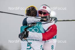 10.02.2018, Pyeongchang, Korea (KOR): Charlotte Kalla (SWE), Marit Bjoergen (NOR), (l-r)  - XXIII. Olympic Winter Games Pyeong Chang 2018, cross-country, skiathlon women, Pyeong Chang (KOR). www.nordicfocus.com. © Modica/NordicFocus. Every downloaded picture is fee-liable.