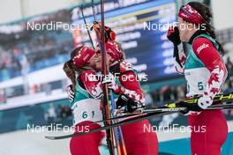 10.02.2018, Pyeongchang, Korea (KOR): Dahria Beatty (CAN), Anne-Marie Comeau (CAN), Emily Nishikawa (CAN), (l-r)  - XXIII. Olympic Winter Games Pyeong Chang 2018, cross-country, skiathlon women, Pyeong Chang (KOR). www.nordicfocus.com. © Modica/NordicFocus. Every downloaded picture is fee-liable.