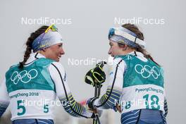 10.02.2018, Pyeongchang, Korea (KOR): Charlotte Kalla (SWE), Ebba Andersson (SWE), (l-r)  - XXIII. Olympic Winter Games Pyeong Chang 2018, cross-country, skiathlon women, Pyeong Chang (KOR). www.nordicfocus.com. © Modica/NordicFocus. Every downloaded picture is fee-liable.