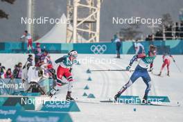 10.02.2018, Pyeongchang, Korea (KOR): Heidi Weng (NOR), Jessica Diggins (USA), (l-r)  - XXIII. Olympic Winter Games Pyeong Chang 2018, cross-country, skiathlon women, Pyeong Chang (KOR). www.nordicfocus.com. © Modica/NordicFocus. Every downloaded picture is fee-liable.