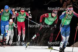 21.02.2018, Pyeongchang, Korea (KOR): Dario Cologna (SUI), Federico Pellegrino (ITA), Alex Harvey (CAN), (l-r)  - XXIII. Olympic Winter Games Pyeongchang 2018, cross-country, team sprint,  Pyeongchang (KOR). www.nordicfocus.com. © Modica/NordicFocus. Every downloaded picture is fee-liable.