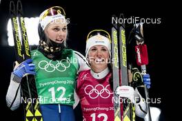 21.02.2018, Pyeongchang, Korea (KOR): Stina Nilsson (SWE), Charlotte Kalla (SWE), (l-r)  - XXIII. Olympic Winter Games Pyeongchang 2018, cross-country, team sprint,  Pyeongchang (KOR). www.nordicfocus.com. © Modica/NordicFocus. Every downloaded picture is fee-liable.