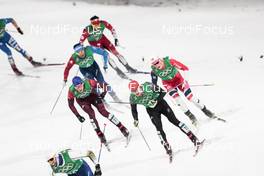 21.02.2018, Pyeongchang, Korea (KOR): Alexander Bolshunov (RUS), Thomas Bing (GER), Johannes Hoesflot Klaebo (NOR), Richard Jouve (FRA), (l-r)  - XXIII. Olympic Winter Games Pyeongchang 2018, cross-country, team sprint,  Pyeongchang (KOR). www.nordicfocus.com. © Modica/NordicFocus. Every downloaded picture is fee-liable.