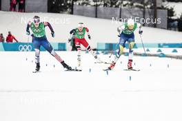 21.02.2018, Pyeongchang, Korea (KOR): Jessica Diggins (USA), Maiken Caspersen Falla (NOR), Stina Nilsson (SWE), (l-r)  - XXIII. Olympic Winter Games Pyeongchang 2018, cross-country, team sprint,  Pyeongchang (KOR). www.nordicfocus.com. © Modica/NordicFocus. Every downloaded picture is fee-liable.