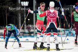 21.02.2018, Pyeongchang, Korea (KOR): Johannes Hoesflot Klaebo (NOR), Martin Johnsrud Sundby (NOR), (l-r)  - XXIII. Olympic Winter Games Pyeongchang 2018, cross-country, team sprint,  Pyeongchang (KOR). www.nordicfocus.com. © Modica/NordicFocus. Every downloaded picture is fee-liable.