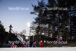 21.02.2018, Pyeongchang, Korea (KOR): Maurice Manificat (FRA), Qiang Wang (CHI), Martin Johnsrud Sundby (NOR), Marko Kilp (EST), Roman Furger (SUI), +30-1+, Dietmar Noeckler (ITA), (l-r)  - XXIII. Olympic Winter Games Pyeongchang 2018, cross-country, team sprint,  Pyeongchang (KOR). www.nordicfocus.com. © Modica/NordicFocus. Every downloaded picture is fee-liable.
