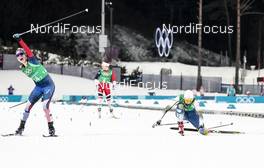 21.02.2018, Pyeongchang, Korea (KOR): Jessica Diggins (USA), Maiken Caspersen Falla (NOR), Stina Nilsson (SWE), (l-r)  - XXIII. Olympic Winter Games Pyeongchang 2018, cross-country, team sprint,  Pyeongchang (KOR). www.nordicfocus.com. © Modica/NordicFocus. Every downloaded picture is fee-liable.