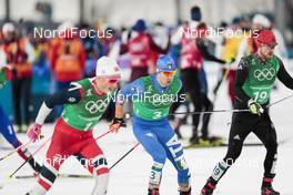21.02.2018, Pyeongchang, Korea (KOR): Johannes Hoesflot Klaebo (NOR), Federico Pellegrino (ITA), Thomas Bing (GER), (l-r)  - XXIII. Olympic Winter Games Pyeongchang 2018, cross-country, team sprint,  Pyeongchang (KOR). www.nordicfocus.com. © Modica/NordicFocus. Every downloaded picture is fee-liable.