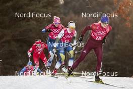 21.02.2018, Pyeongchang, Korea (KOR): Charlotte Kalla (SWE), Natalia Nepryaeva (RUS), Kikkan Randall (USA), (l-r)  - XXIII. Olympic Winter Games Pyeongchang 2018, cross-country, team sprint,  Pyeongchang (KOR). www.nordicfocus.com. © Modica/NordicFocus. Every downloaded picture is fee-liable.