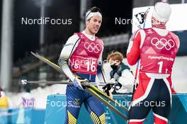 21.02.2018, Pyeongchang, Korea (KOR): Marcus Hellner (SWE), Martin Johnsrud Sundby (NOR), (l-r)  - XXIII. Olympic Winter Games Pyeongchang 2018, cross-country, team sprint,  Pyeongchang (KOR). www.nordicfocus.com. © Modica/NordicFocus. Every downloaded picture is fee-liable.