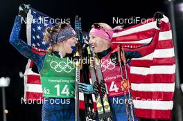 21.02.2018, Pyeongchang, Korea (KOR): Jessica Diggins (USA), Kikkan Randall (USA), (l-r)  - XXIII. Olympic Winter Games Pyeongchang 2018, cross-country, team sprint,  Pyeongchang (KOR). www.nordicfocus.com. © Modica/NordicFocus. Every downloaded picture is fee-liable.