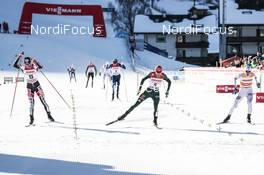 12.01.2018, Val di Fiemme, Italy (ITA): Lukas Klapfer (AUT), Johannes Rydzek (GER), Jan Schmid (NOR), (l-r)  - FIS world cup nordic combined, individual gundersen HS134/10km, Val di Fiemme (ITA). www.nordicfocus.com. © Modica/NordicFocus. Every downloaded picture is fee-liable.