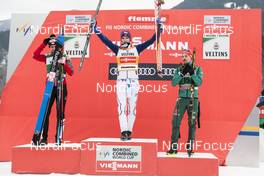 14.01.2018, Val di Fiemme, Italy (ITA): Lukas Klapfer (AUT), Jan Schmid (NOR), Fabian Riessle (GER), (l-r) - FIS world cup nordic combined, individual gundersen HS134/10km, Val di Fiemme (ITA). www.nordicfocus.com. © Modica/NordicFocus. Every downloaded picture is fee-liable.
