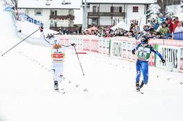 13.01.2018, Val di Fiemme, Italy (ITA): Magnus Hovdal Moan (NOR), Eero Hirvonen (FIN), (l-r)  - FIS world cup nordic combined, team sprint HS134/2x7.5km, Val di Fiemme (ITA). www.nordicfocus.com. © Modica/NordicFocus. Every downloaded picture is fee-liable.