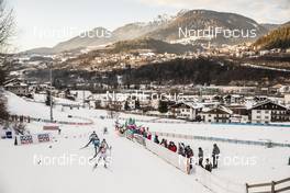13.01.2018, Val di Fiemme, Italy (ITA): Takehiro Watanabe (JPN), Jason Lamy Chappuis (FRA), Magnus Hovdal Moan (NOR), Bernhard Gruber (AUT), (l-r)  - FIS world cup nordic combined, team sprint HS134/2x7.5km, Val di Fiemme (ITA). www.nordicfocus.com. © Modica/NordicFocus. Every downloaded picture is fee-liable.