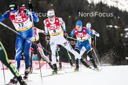 28.01.2018, Seefeld, Austria (AUT): Eero Hirvonen (FIN), Espen Andersen (NOR), Kristjan Ilves (EST), (l-r)  - FIS world cup nordic combined, individual gundersen HS109/15km, Seefeld (AUT). www.nordicfocus.com. © Modica/NordicFocus. Every downloaded picture is fee-liable.
