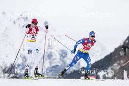 28.01.2018, Seefeld, Austria (AUT): Pawel Slowiok (POL), Alessandro Pittin (ITA), (l-r)  - FIS world cup nordic combined, individual gundersen HS109/15km, Seefeld (AUT). www.nordicfocus.com. © Modica/NordicFocus. Every downloaded picture is fee-liable.