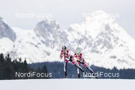 28.01.2018, Seefeld, Austria (AUT): Lukas Klapfer (AUT), Franz-Josef Rehrl (AUT), (l-r)  - FIS world cup nordic combined, individual gundersen HS109/15km, Seefeld (AUT). www.nordicfocus.com. © Modica/NordicFocus. Every downloaded picture is fee-liable.