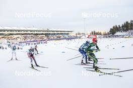 04.03.2018, Lahti, Finland (FIN): Johannes Rydzek (GER), Lukas Greiderer (AUT), Eero Hirvonen (FIN), (l-r)  - FIS world cup nordic combined, individual gundersen HS130/10km, Lahti (FIN). www.nordicfocus.com. © Modica/NordicFocus. Every downloaded picture is fee-liable.