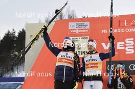 03.03.2018, Lahti, Finland (FIN): Jan Schmid (NOR), Joergen Graabak (NOR) - FIS world cup nordic combined, team sprint HS130/2x7.5km, Lahti (FIN). www.nordicfocus.com. © Thibaut/NordicFocus. Every downloaded picture is fee-liable.