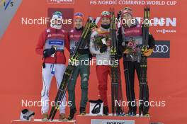 10.03.2018, Oslo, Norway (NOR): Jarl Magnus Riiber (NOR), Fabian Riessle (GER), Akito Watabe (JPN), Mario Seidl (AUT) - FIS world cup nordic combined, individual gundersen HS134/10km, Oslo (NOR). www.nordicfocus.com. © Thibaut/NordicFocus. Every downloaded picture is fee-liable.